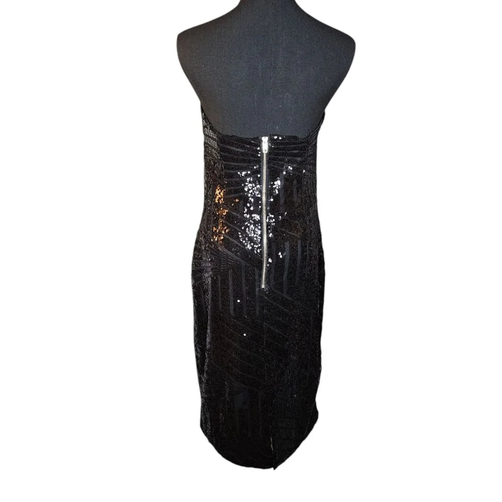 Charlotte Russe Large Black Sequin Strapless Sweetheart Mini Bodycon Dress - Picture 3 of 8